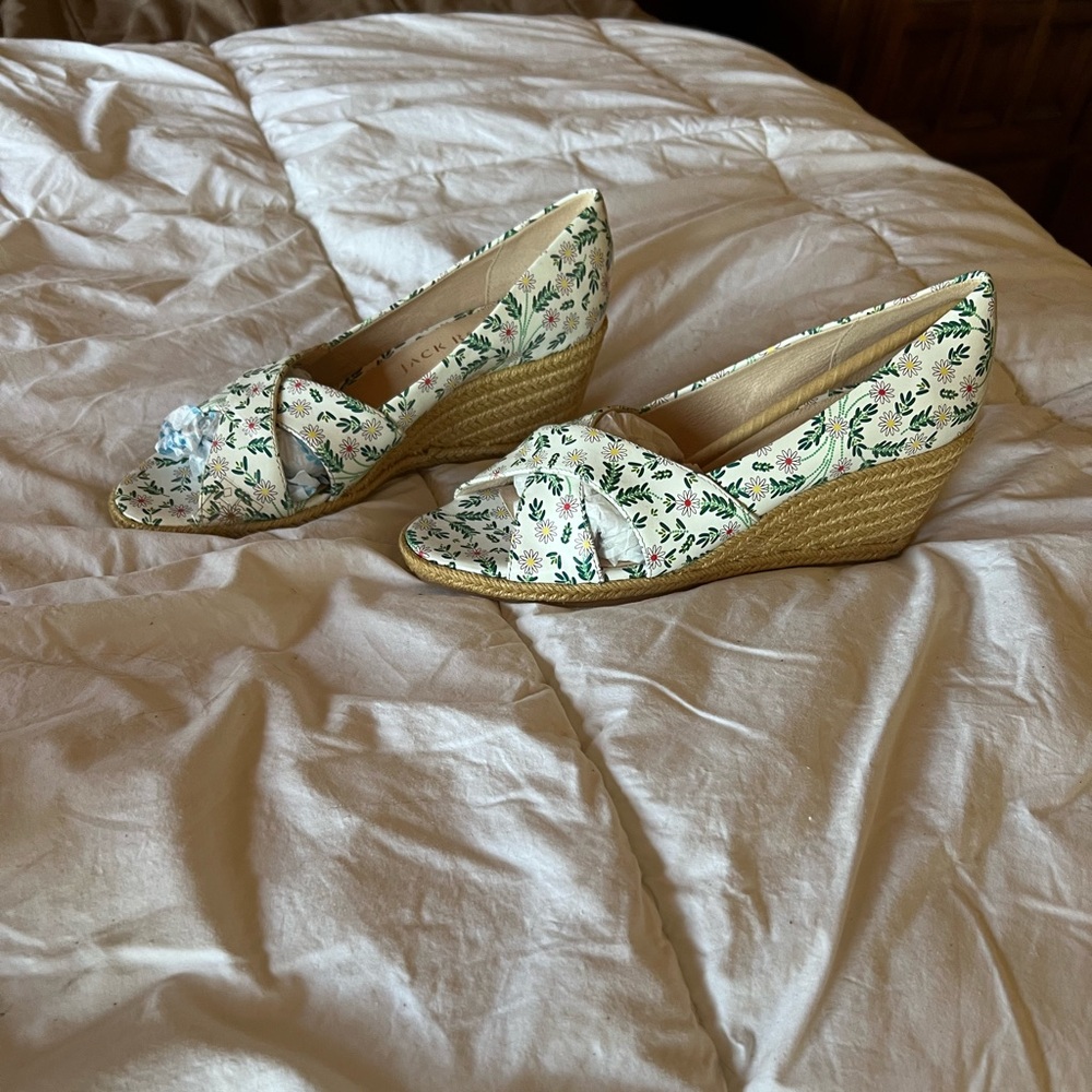 Jack Rogers Floral Print Wedge Espadrilles